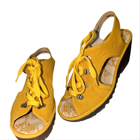 Fly London Strap Lemon Yellow Sandals...Size 37(6.5-7) - Picture 1 of 11